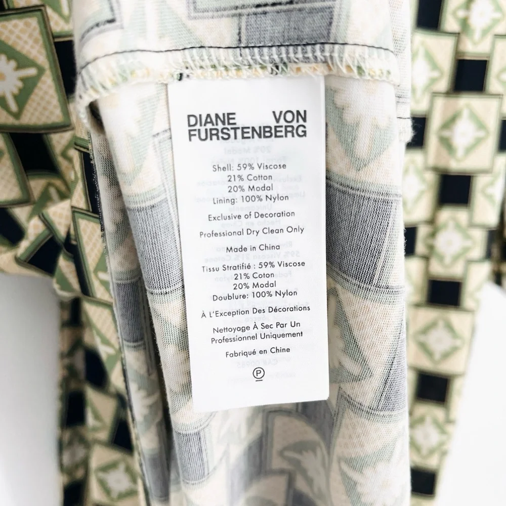 NWT Diane Von Furstenberg Toronto Dress Printed Lotus Green Size 12
